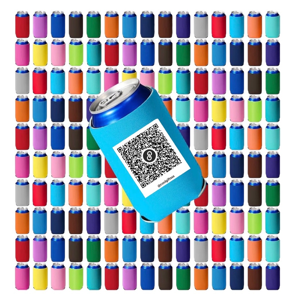 2 Foam Can Cooler Koozie any color with your QR code personalized customer gifts - Picture 2 of 5